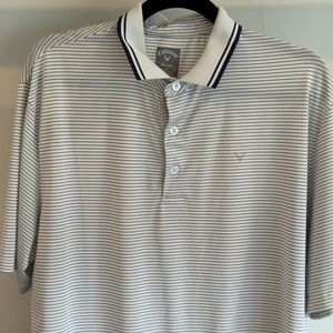 Callaway Opti Dry M Men’s Short Sleeve Golf Active Shirt White Navy Stripe